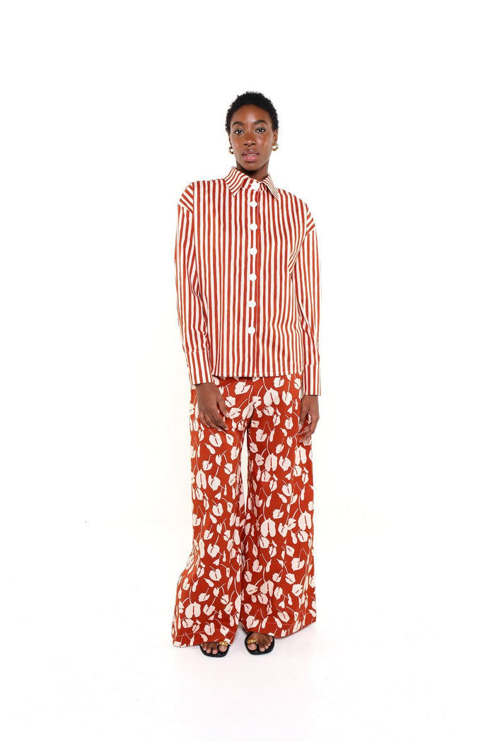 THE CEREMONY SHIRT - HERITAGE STRIPES MAXI RED
