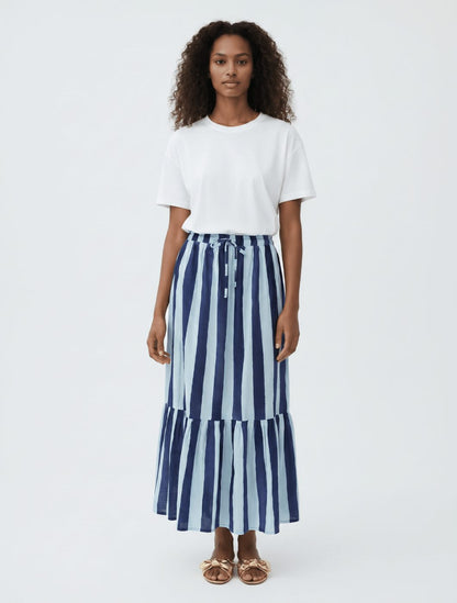 THE CRUSTACEAN SKIRT - HERITAGE STRIPES MAXI BLUE - Lulo Project