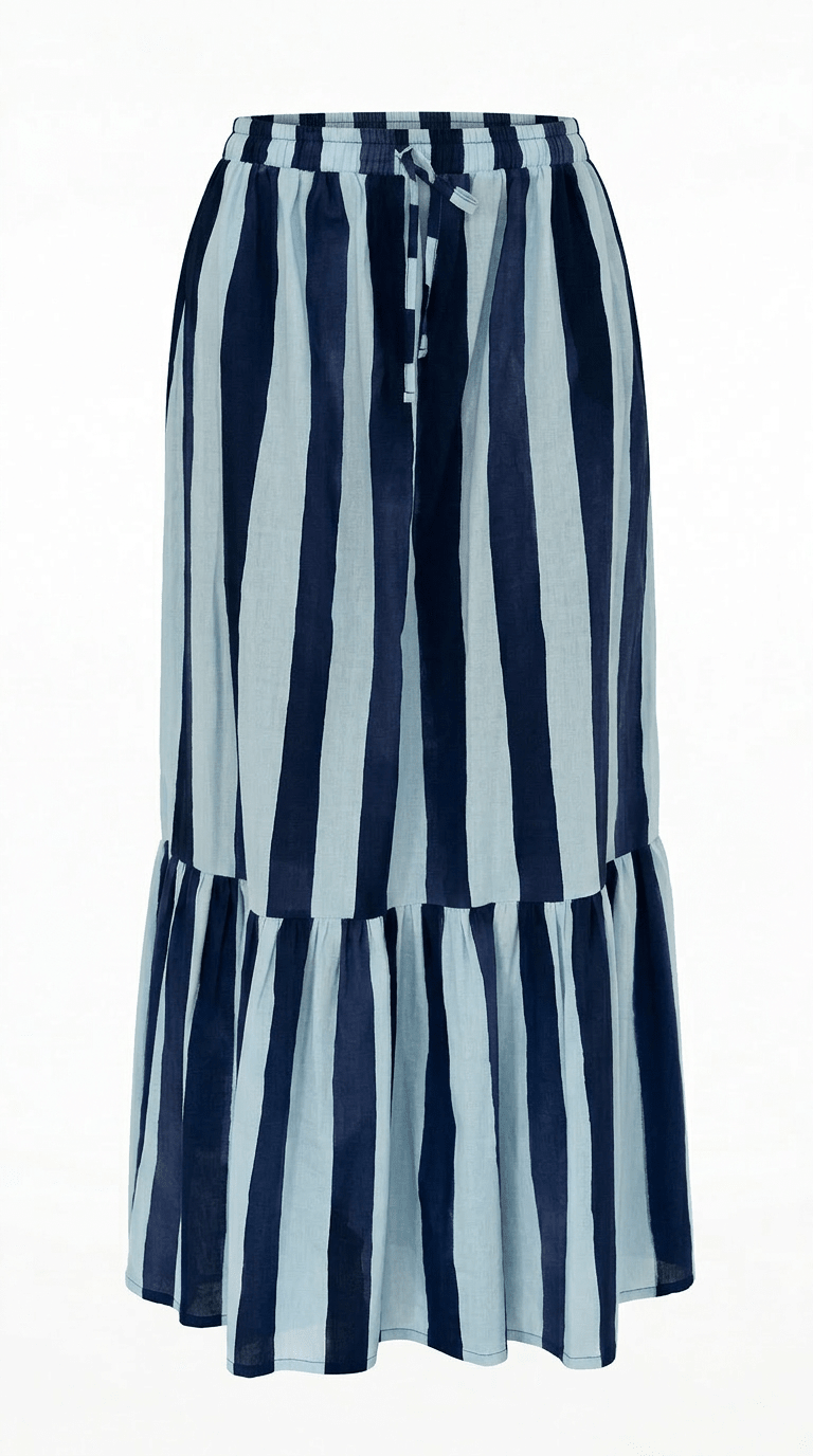 THE CRUSTACEAN SKIRT - HERITAGE STRIPES MAXI BLUE - Lulo Project