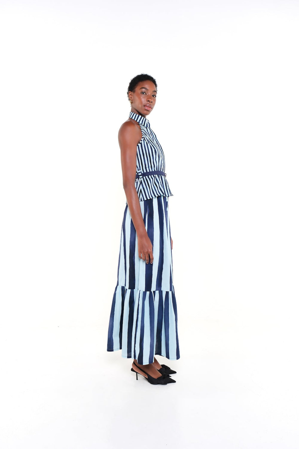 THE CRUSTACEAN SKIRT - HERITAGE STRIPES MAXI BLUE - Lulo Project