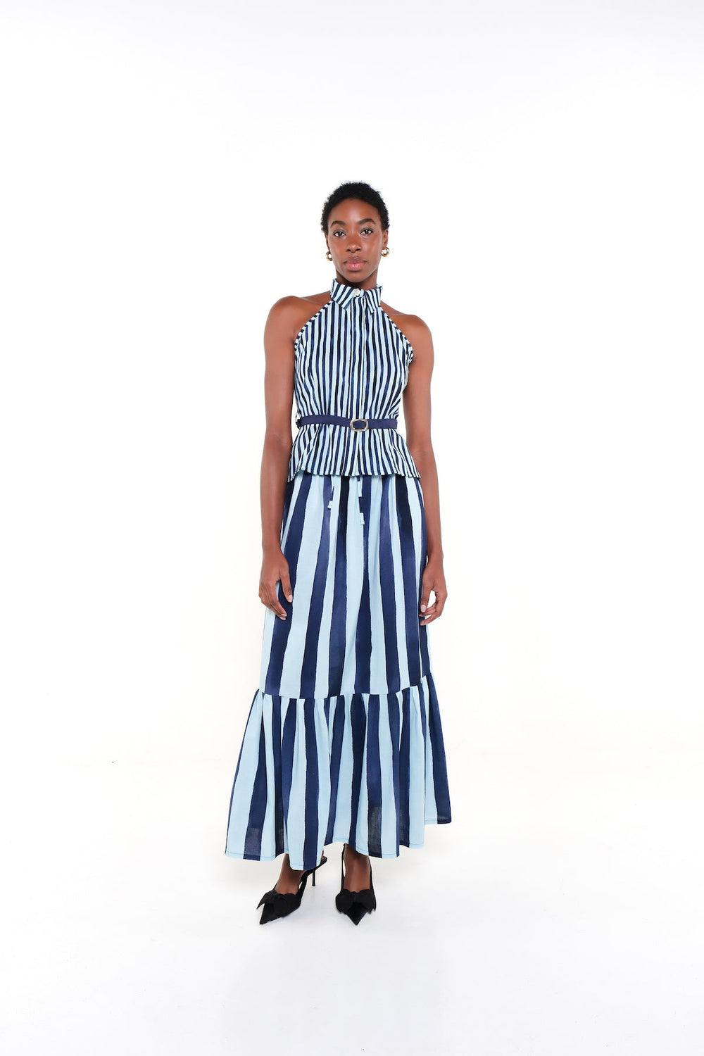 THE CRUSTACEAN SKIRT - HERITAGE STRIPES MAXI BLUE - Lulo Project
