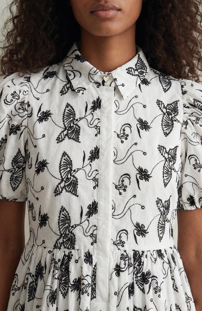The Sundown Shirt Dress in Off-White Bird Eyelet Cotton - Lulo Project