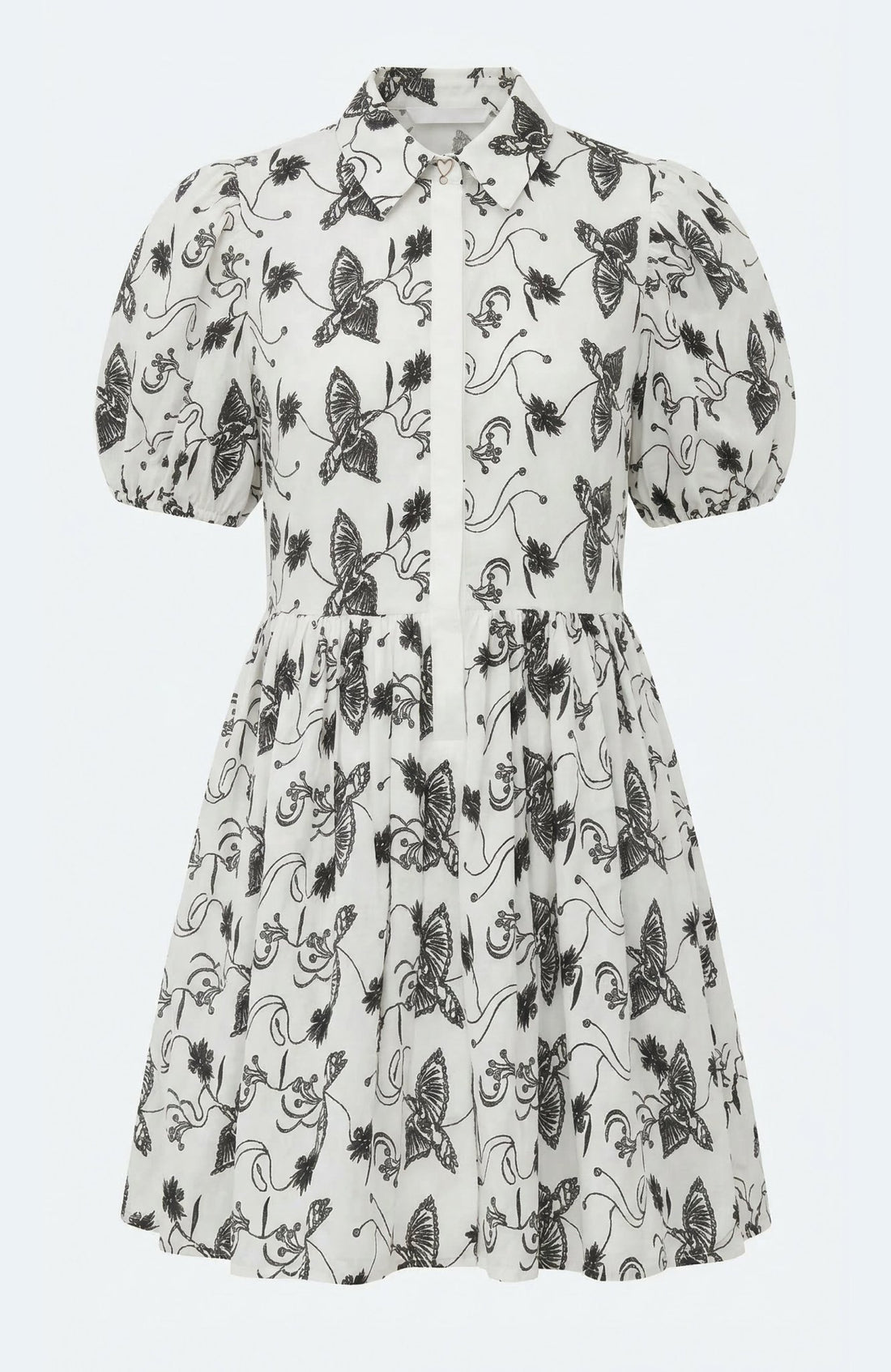 The Sundown Shirt Dress in Off-White Bird Eyelet Cotton - Lulo Project