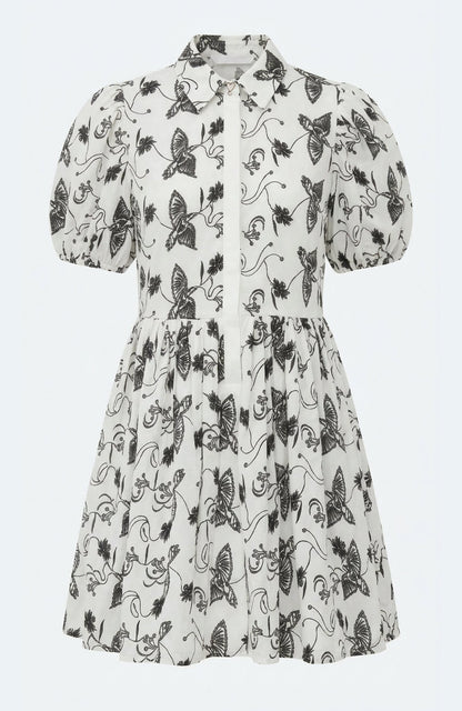 The Sundown Shirt Dress in Off-White Bird Eyelet Cotton - Lulo Project