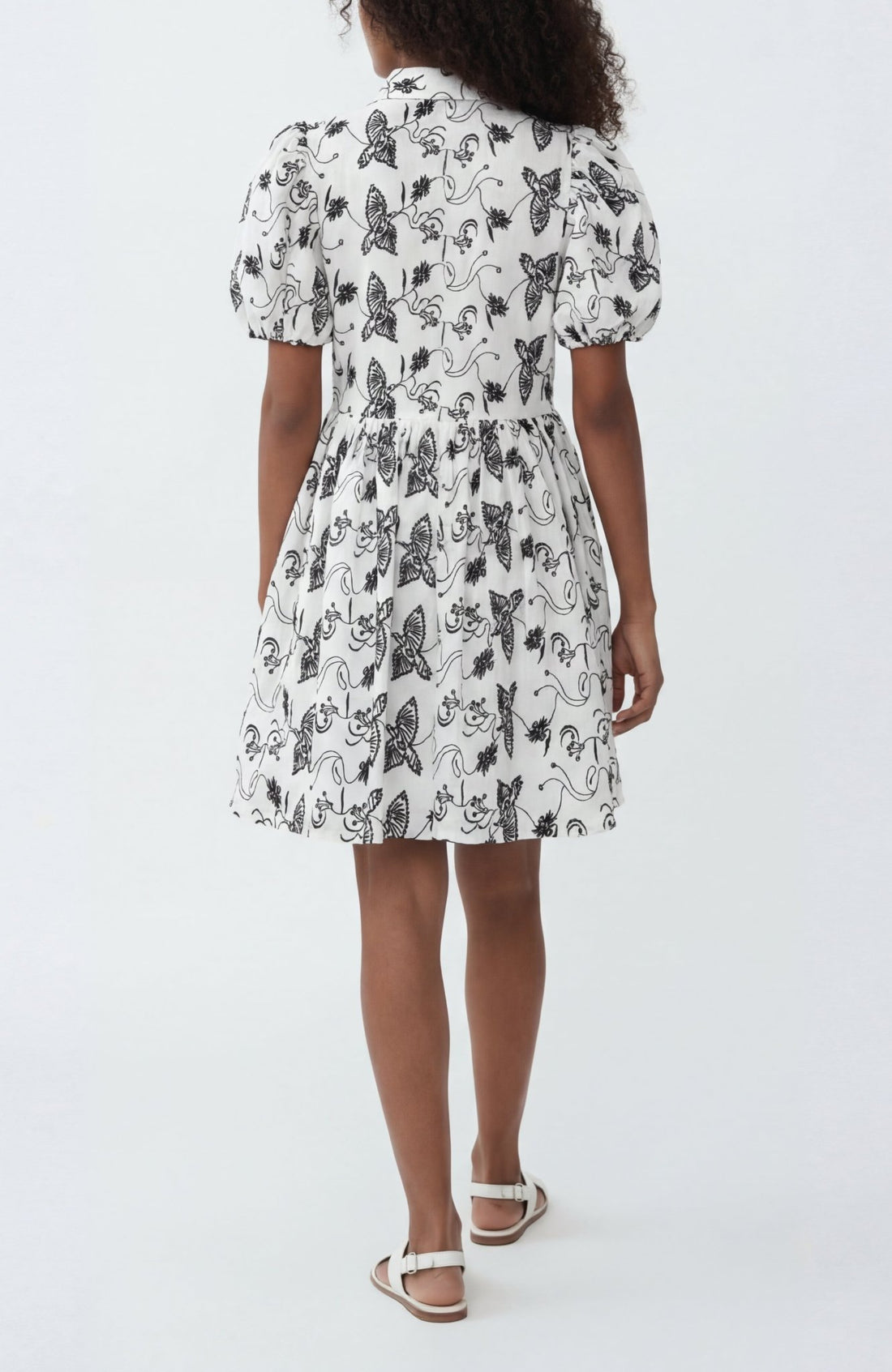 The Sundown Shirt Dress in Off-White Bird Eyelet Cotton - Lulo Project