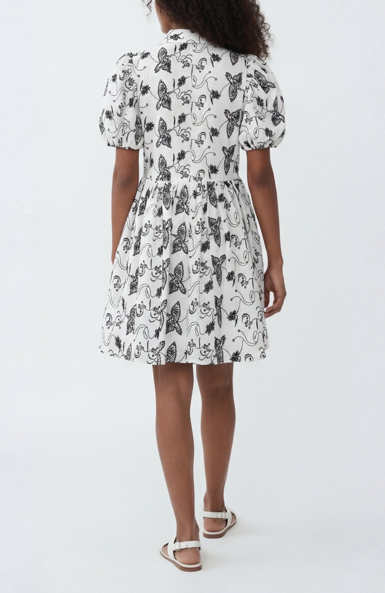 The Sundown Shirt Dress in Off-White Bird Eyelet Cotton - Lulo Project