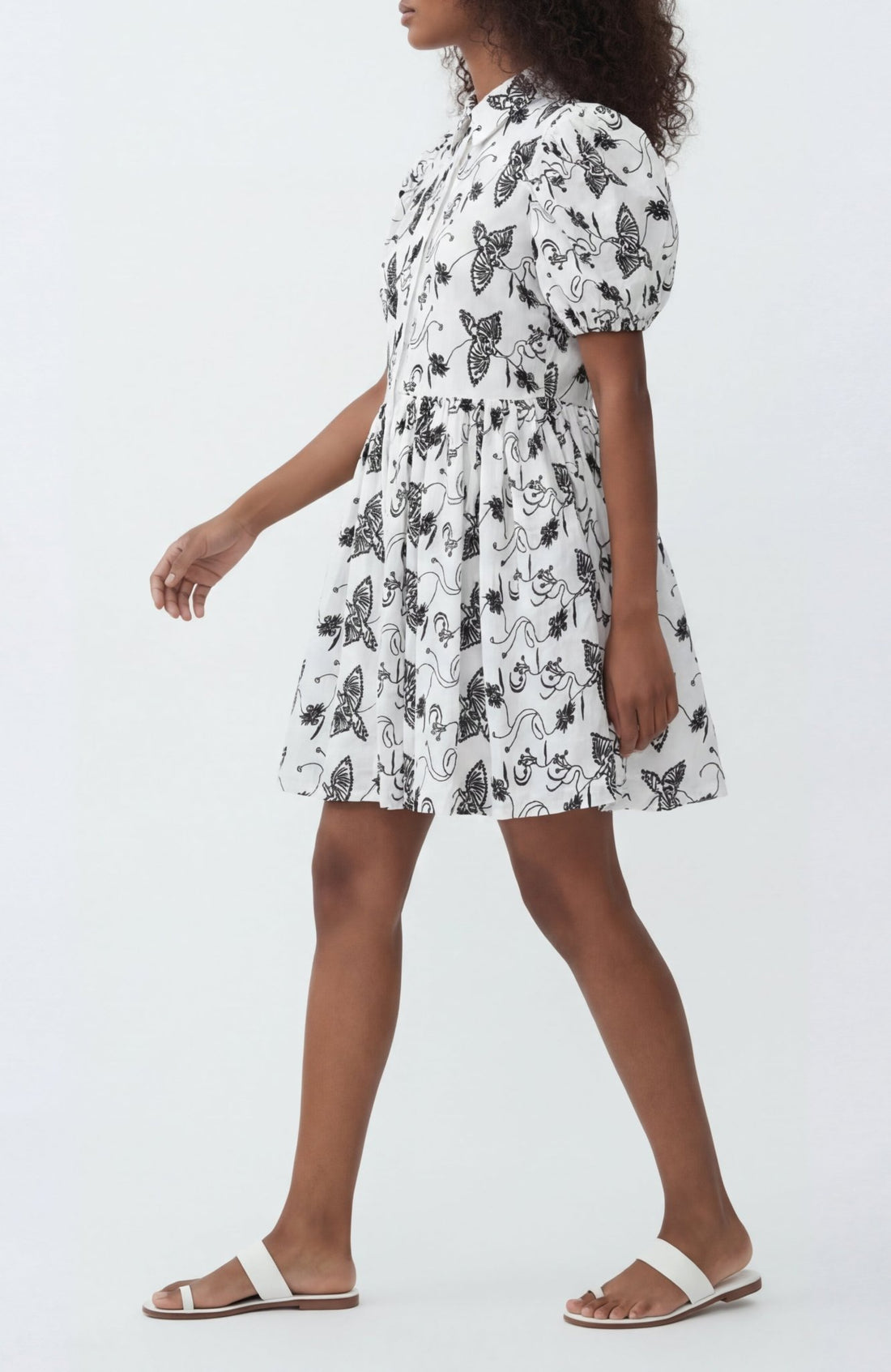 Poplin Babydoll Mini Dress — Bird Eyelet