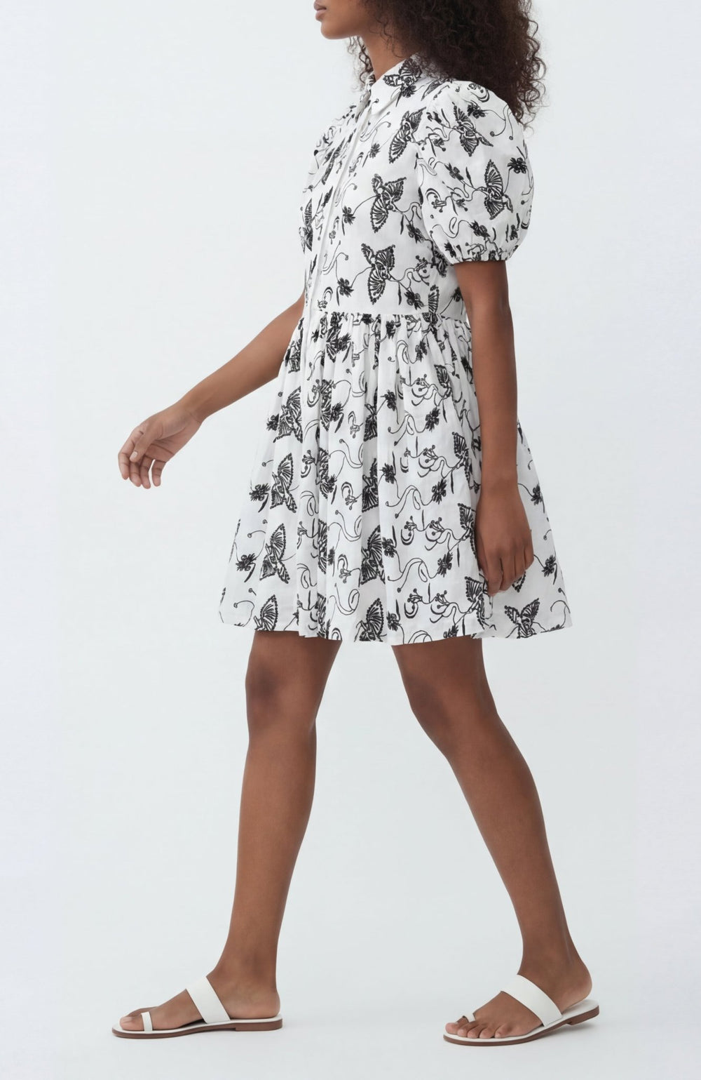 The Sundown Shirt Dress in Off-White Bird Eyelet Cotton - Lulo Project