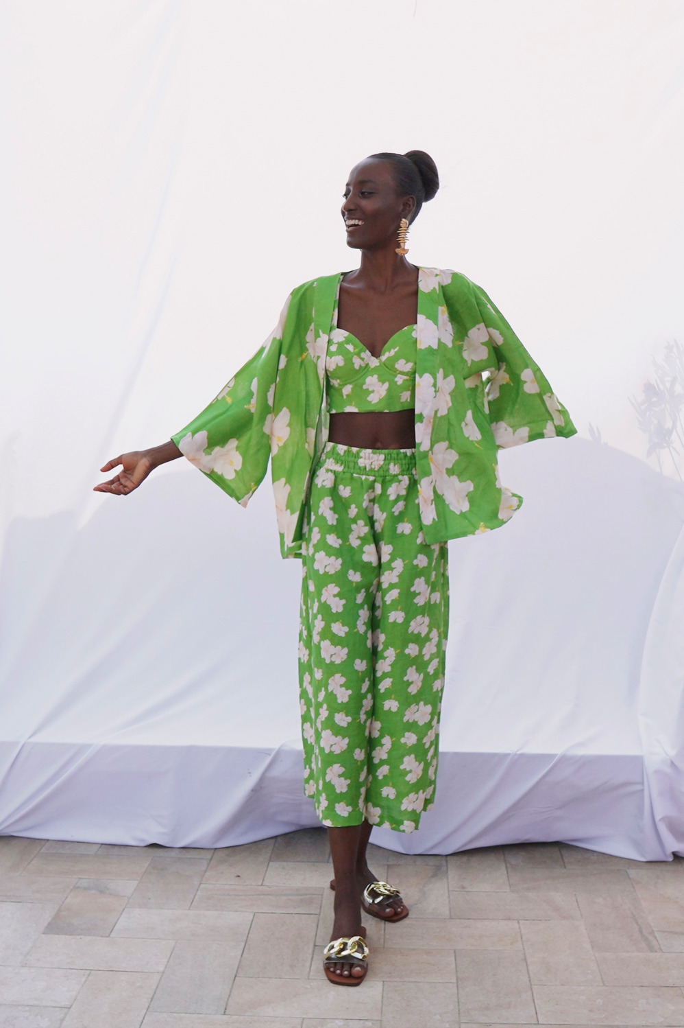 Amalfi Pants - Green Hibiscus